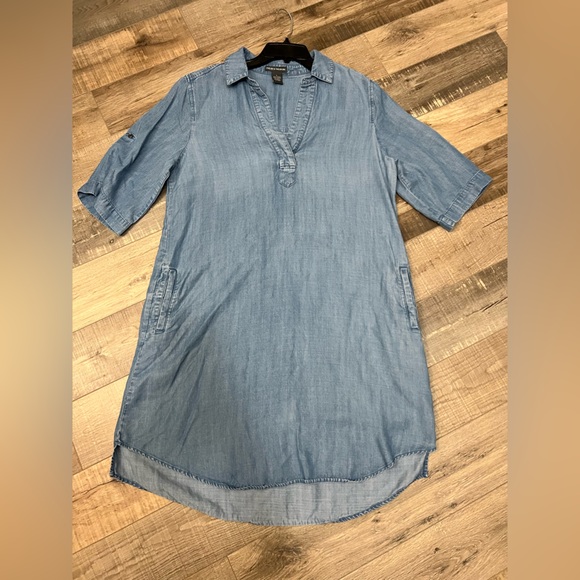 Chelsea & Theodore lightweight denim shirt dress with pockets sz L EUC - Picture 9 of 10